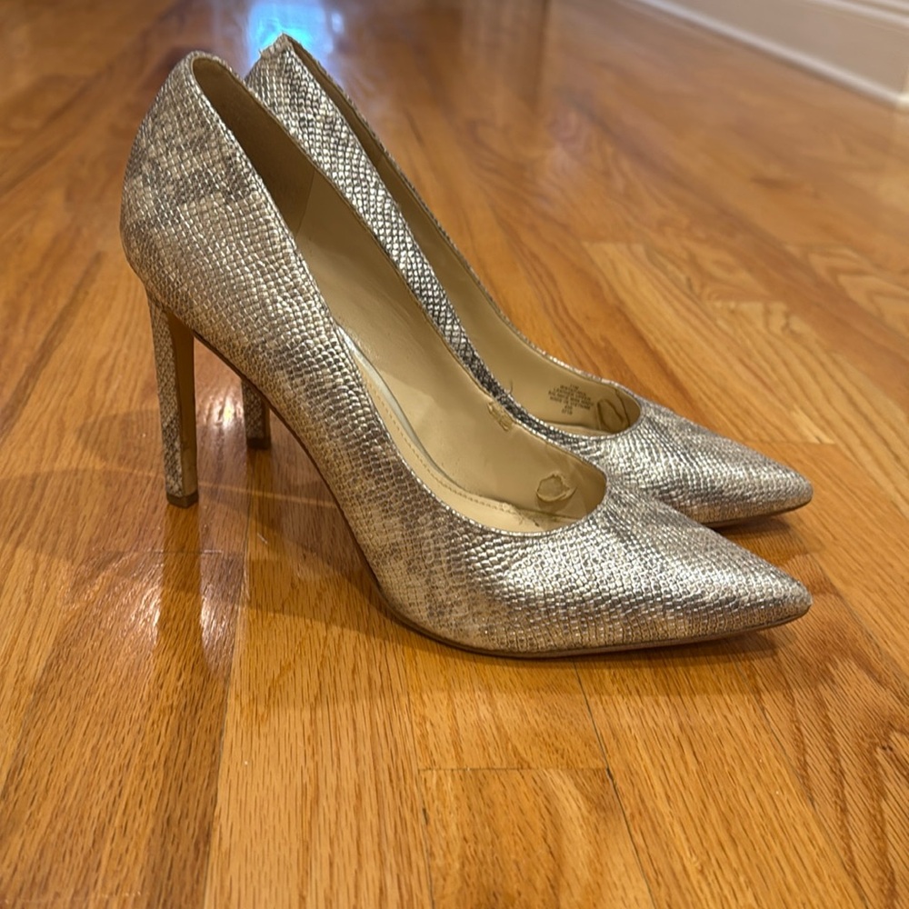 Silver Snakeskin Heels